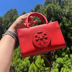Tory Burch Red Mini Ella Bag with Iconic Logo